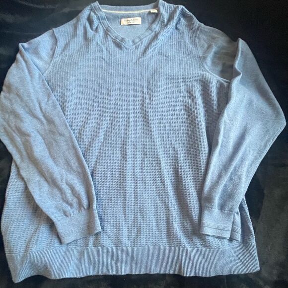 Tommy Bahama island zone light blue long sleeve v neck‎ sweater, sizeXLT - Picture 1 of 14